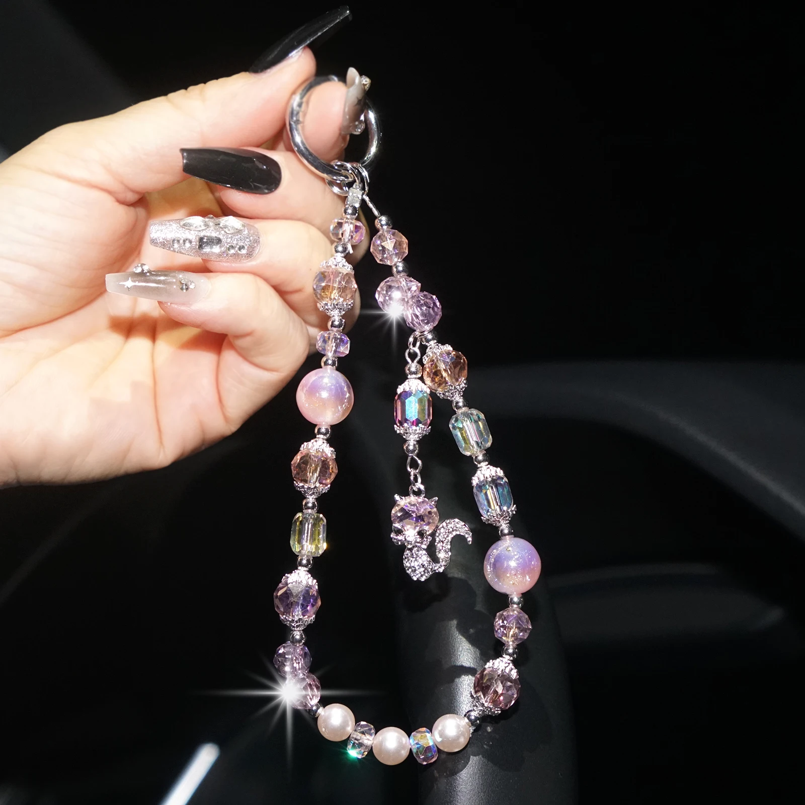 Crystal Fox Pendant Bracelet for iPhone Hanging Rope Keychain Car Pendant Bag Hanging Chain Accessories Charm Women