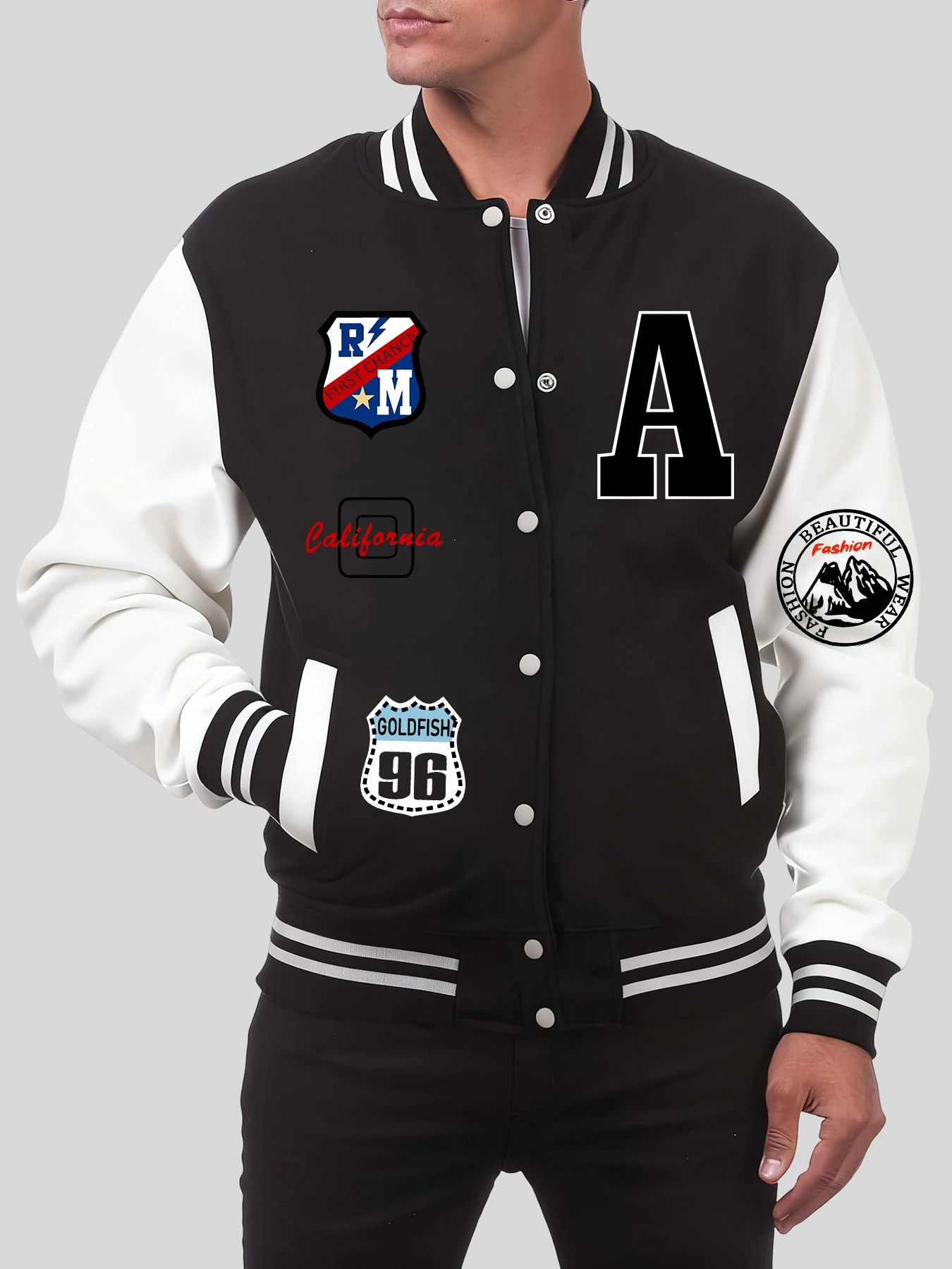 

Мужская бейсбольная куртка с принтом Roma First Change, спортивное флисовое пальто, универсальная повседневная мужская спортивная одежда на пуговицах, одежда оверсайз