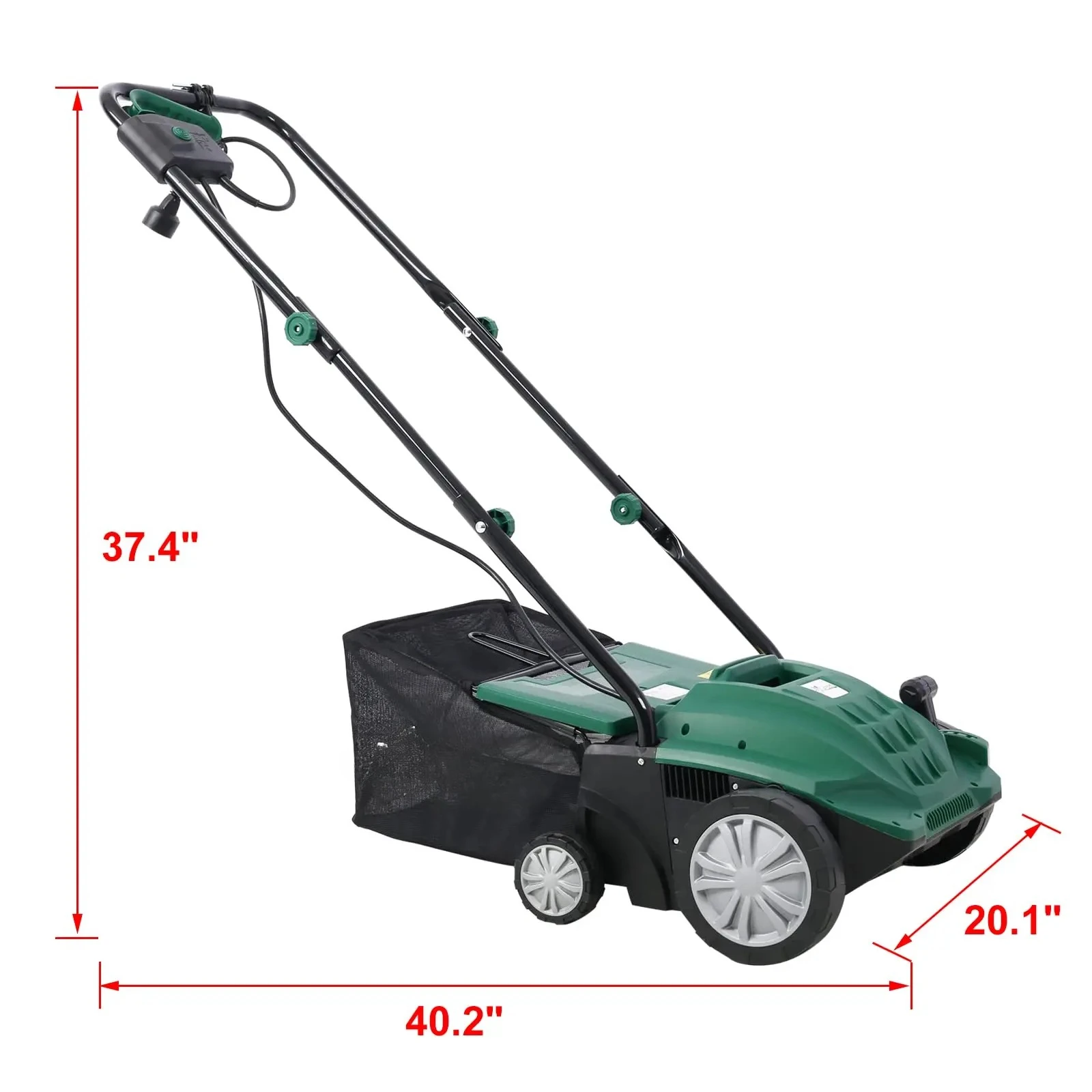 2-in-1 Electric Garden Scarifier & Dethatcher, 12AMP Lawn Aerator With 31.7QT Detachable Bag