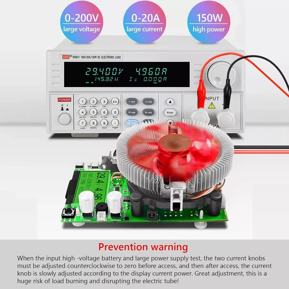 

150W 200V Adjustable Electronic Load Tester USB Constant Current Battery Module Mobile Power Supply Tester Test Line Aging Disch