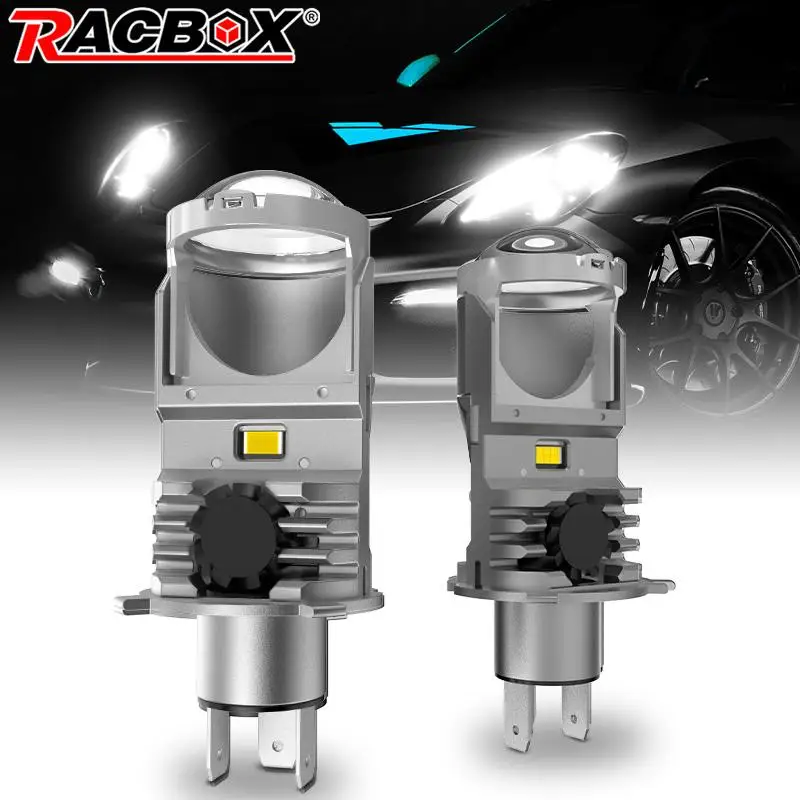 F40B H4 LED Lens Mini H4 LED Headlight Bulbs Bi-led Projector Lenses Head Lamp High Low Turbo LED Bulb 6000K For Car Motorcycle