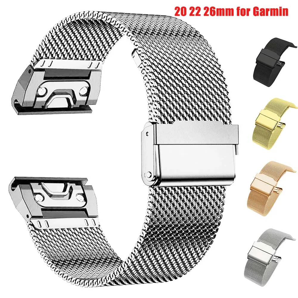 for Garmin Fenix 8 51mm 7X 7 Pro Fenix 6X 6 5X 5Plus Tactix 7 Quick Fit Stainless Steel Band Forerunner 965 945 Strap 20/22/26mm