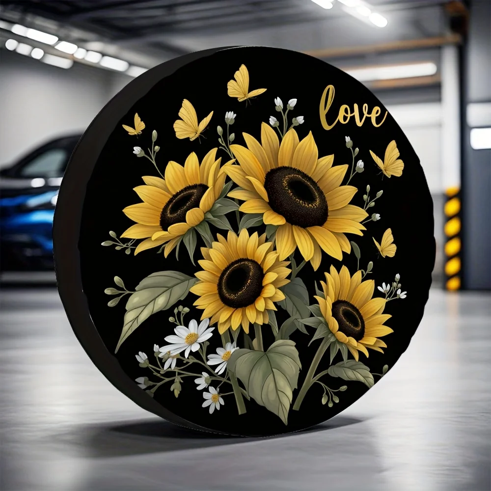 1pc, Tire Protection Covers Sunflower Fabric,Without Electricity Versatile For Park Parking Lots