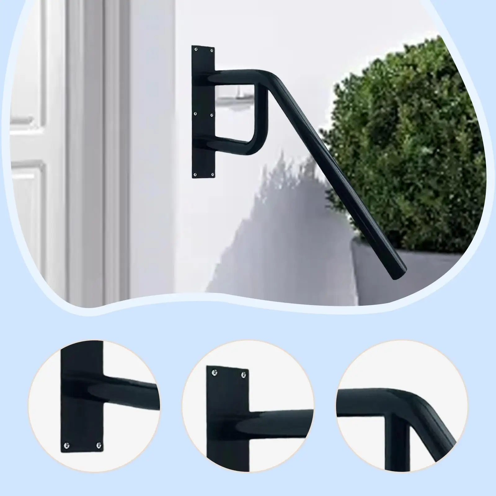 Stair Hand Grab Bar Iron Wall Rail for Indoor Outdoor Steps Safety Handrail for Elderly Adults Non Slip Support