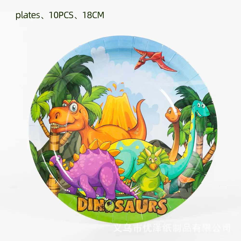 Dinosaur Boy Birthday Party Decorations Disposable Tableware Paper Cup Plate Napkin Tablecloth Balloon Kids Baby Shower Supplies