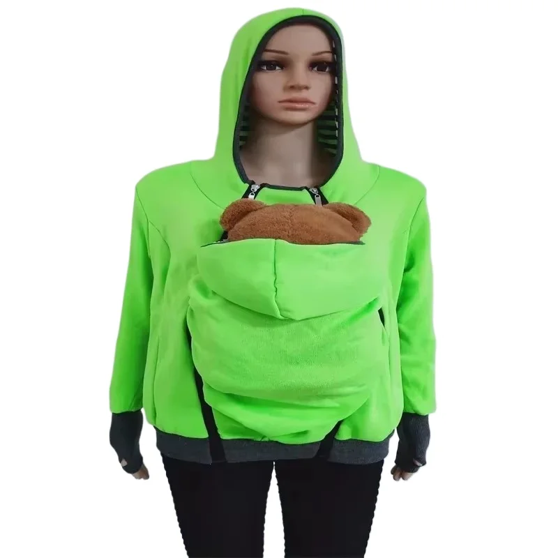 Women's S-3XL Size European and American 2-in-1 Multifunctional Kangaroo Mother and Father Hoodie Autumn and Winter Clothing