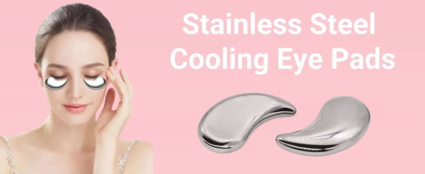 Stainless Steel Under Eye Cooling Pads Unbreakable Moon Shaped Eye Mask for Puffy Eyes Cold Hot Compress Reusable Eye Packs