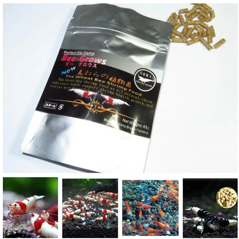 45g Aquarium Shrimp Food Red Cherry Shrimp Tropical Fish Food with Wheat Stem Bacteria Containing Vitamins Mineral Amino Acid