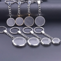 1Pc 20-40mm Round Glass Memory Coin Holder Locket Pendant Keychain Stainless Steel Living Picture Relicario Keyring  Jewelry
