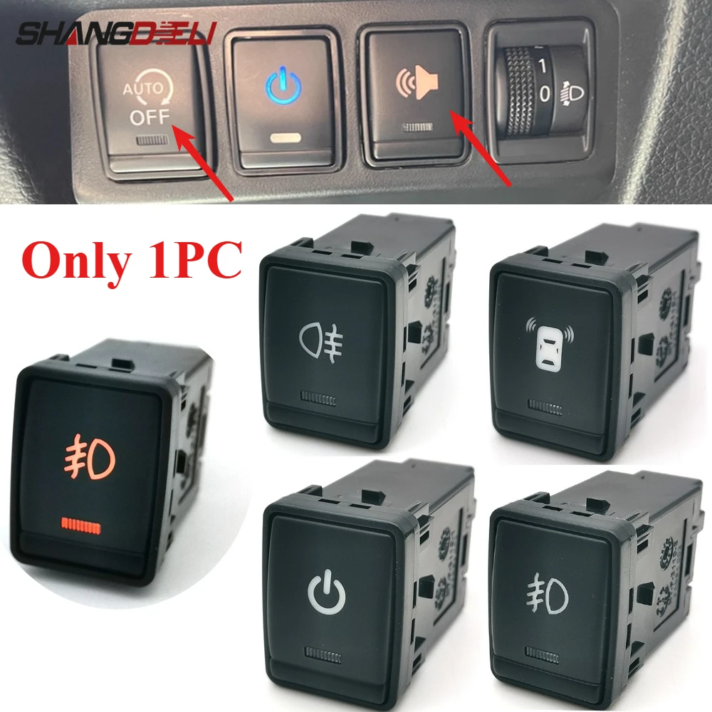 1PC DC12V Car Led Fog Light Power ON off Radar Spotlight Switch Button with Wire Fit For Nissan Tiida Sylphy Qashqai X-TRAIL