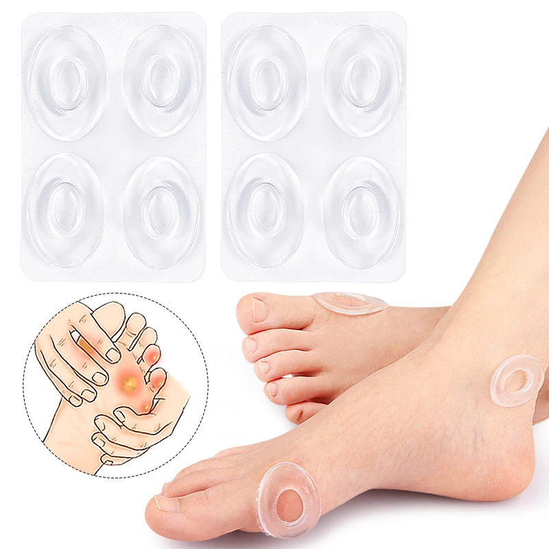 4pcs Waterproof Toe Cushions Oval Gel Callus Pads From Rubbing Reusable Foot Corn Sticker Calluses Protector