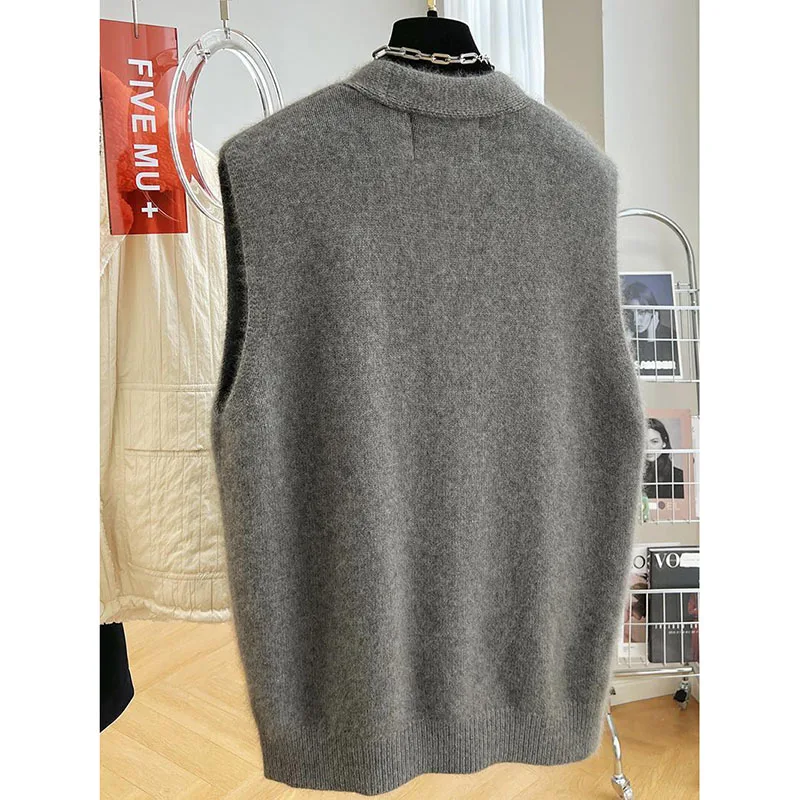 Mode Koreanische Neue Gestrickte Weste Frauen Frühling Herbst Temperament V-ausschnitt Pullover Damen Ärmel Lose Beiläufige Weste Top Dame