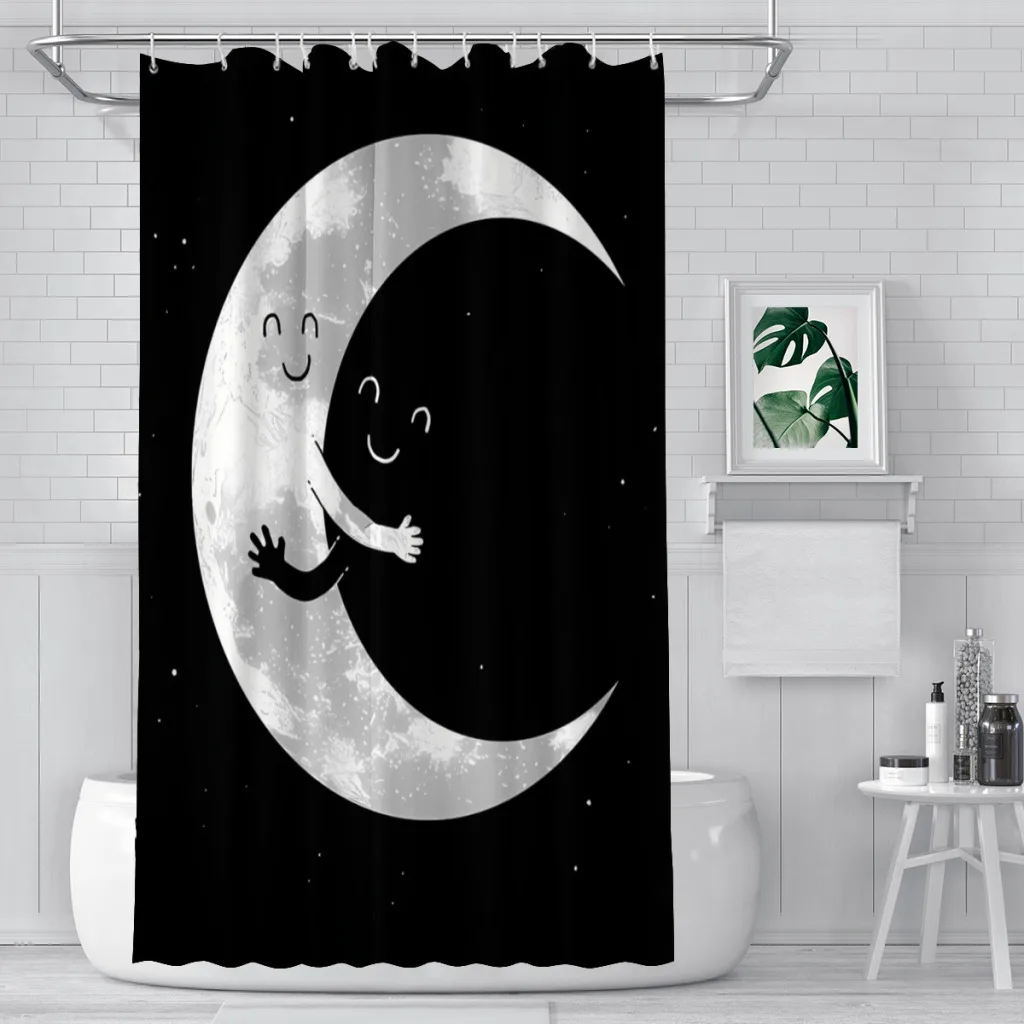 Moon Hug Bathroom Shower Curtains  Waterproof Partition Curtain Designed Home Decor Accessories