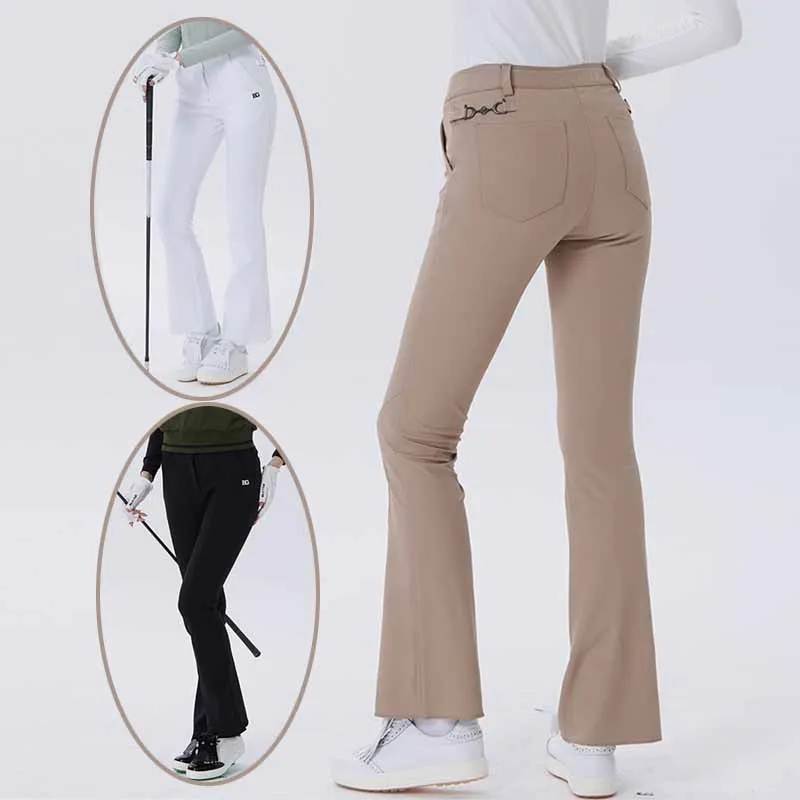 Blktee Golf Trousers Women High Waist Stretch Golf Pants Autumn Winter Lady Casual Long Pants Leisure Solid Flared Trousers