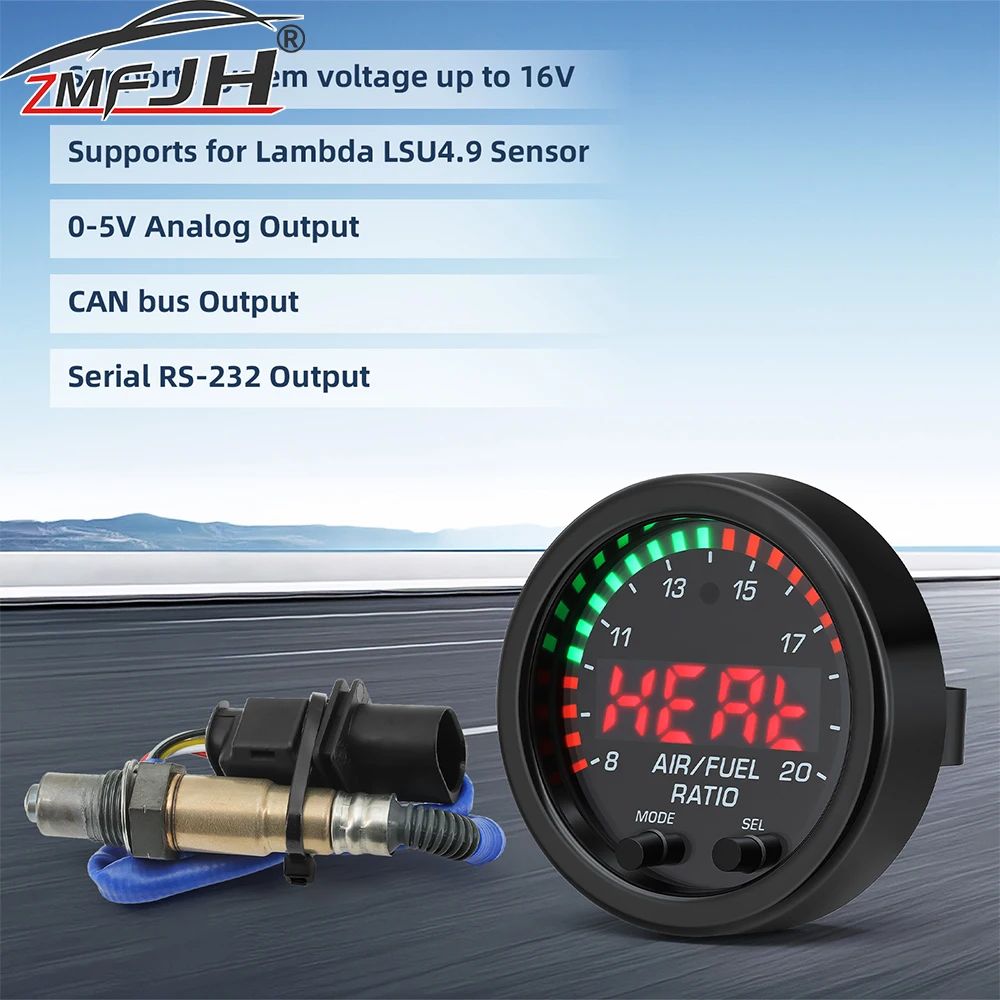

52mm Digital Car Air Fuel Ratio Gauge With O2 Oxygen Sensor 30-0300 X-Series AFR Gauge Meter Kit Wideband Gauge 0258017025