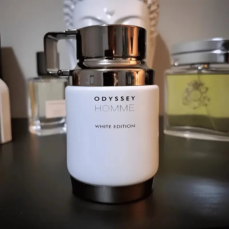 

Armaf Odyssey Homme White Men's Light essence spray, a 3.4-ounce oriental fragrance perfume Amber, Amber Wood, Guaiac Wood
