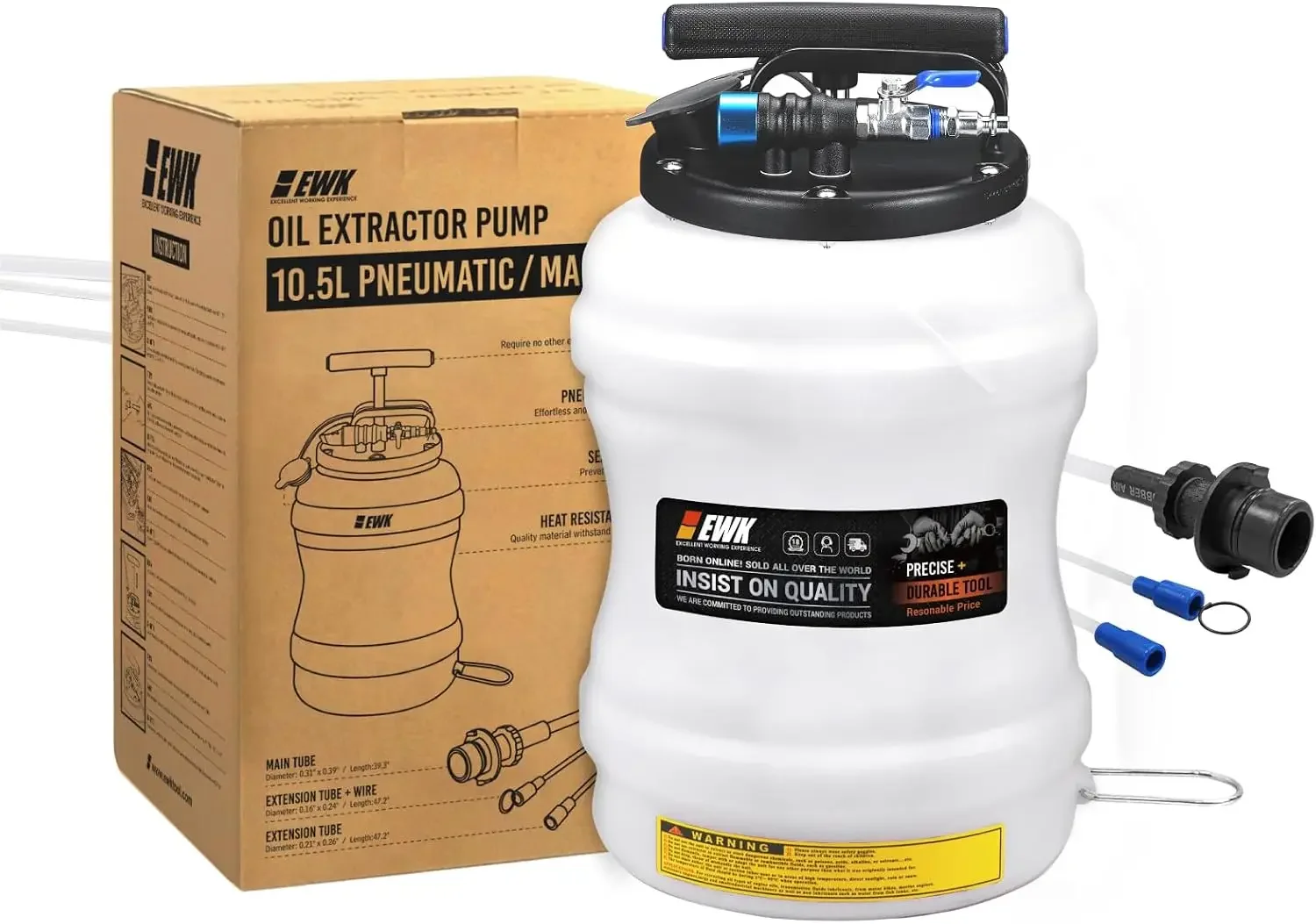 10.5L Pneumatic/Manual Oil Extractor Pump for Oil Change, Fluid Extractor for Automotive Fluids Vacuum Evacuation