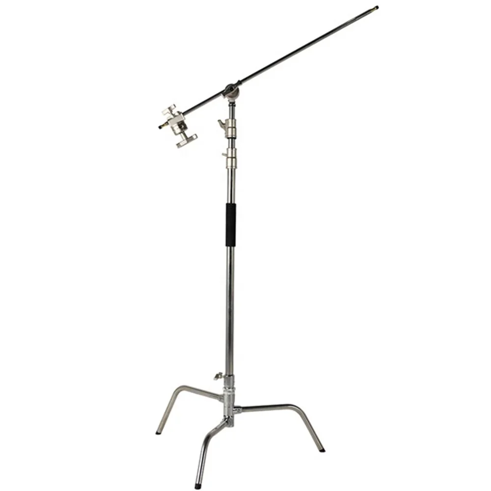 

3.3M Stainless Steel Century Light Stand Foldable C Stand with Boom Arm Folding Legs 20kg Load Capacity 330cm for Photo Studio