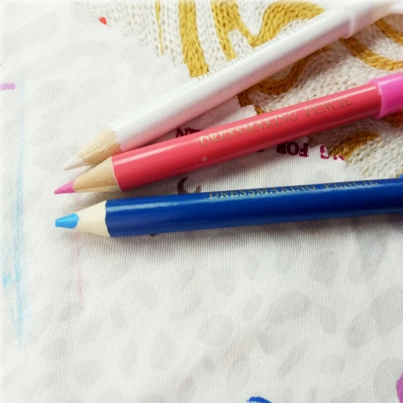 6PCS Tailors ชอล์กดินสอผ้าดินสอพร้อมหมวกแปรง,Erasable เย็บ Mark ดินสอสำหรับผ้า Tracing Quilting