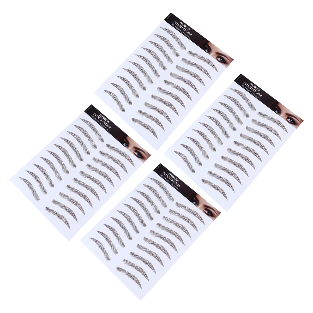 4 Pcs Eyebrow Stickers Fake Eyelashes Stencils Transfer 6D Hair-Like Eyebrows Water Paper False Cosmetics Artificial