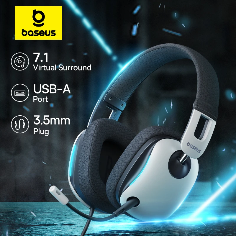 Baseus GoPlay 1+ Max Gaming Headsets For PS5 PS4 XBOX PC Mac 3.5 mm jack/USB 7.1 Virtual Surround Wired Game Headphones With Mic