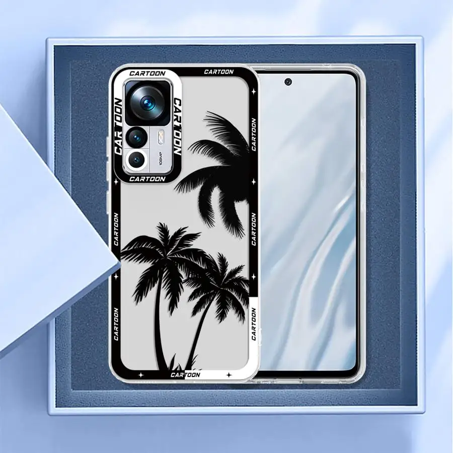 샤오미 레드미 노트 11S 8 10S 10Pro 10Lite 12S 11 14 13 12 Pro Plus 9 투명 케이스 심플 코코넛 나무 디자인