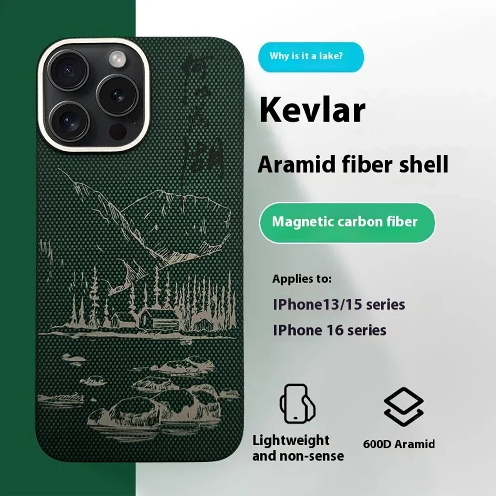 

Shanchuan Design 100% Carbon Fiber Aramid Fiber Strong Magnetic Adsorption Suitable for iPhone 13 14 15 16 Pro MAX