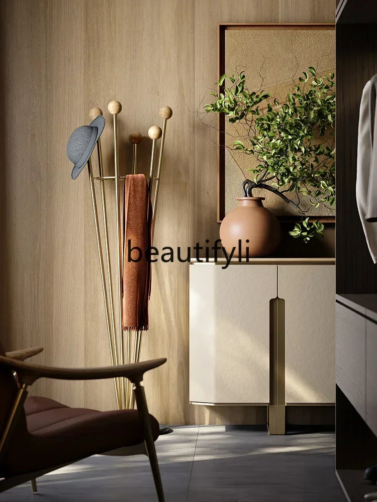 182QQBedroom Coat Rack Stainle Steel Hanger Floor to Floor Living Room Premium Cloakroom Shelf