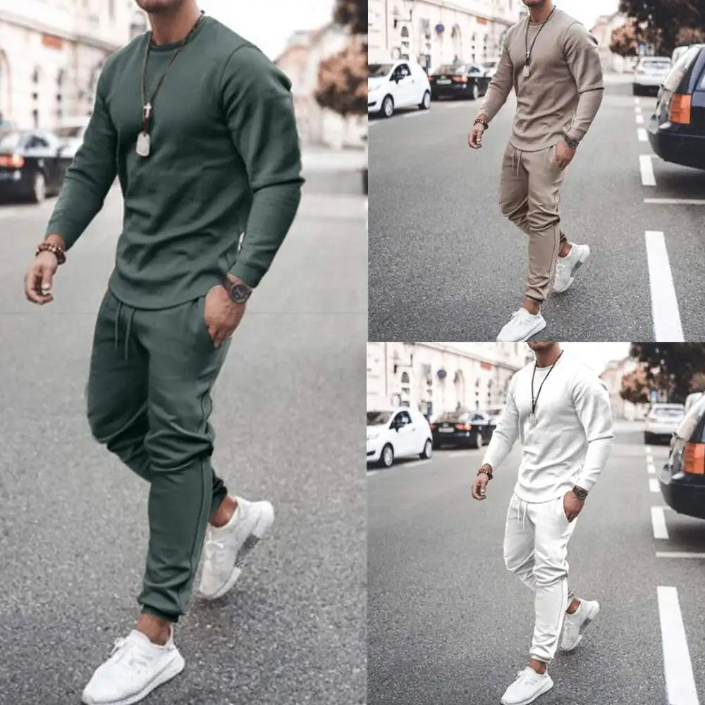 

Men's Casual Long Sve Two-Piece Set Autumn Faion Multicolor Independent Station Manager Wear Comfortable Trendy Outfit