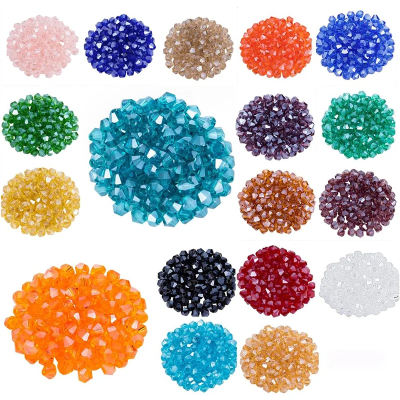 200pcs Glass Bicone Beads 4mm Crystal Beads Jewelry Making Supply for DIY Projects, Bracelets, Necklaces, Earrings