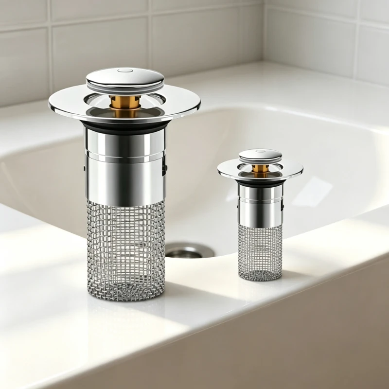 2/3 Pack Pop Up Sink Drain Stopper with Spring Core, Universal Conversion Filter Plug 1.1-1.45 Inch for Bathroom Sink