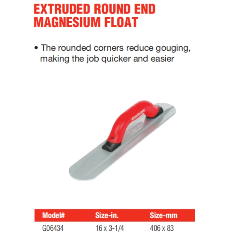 GOLDBLATT G06434 Extruded Round End Magnesium Float Putty Knife Construction Tools