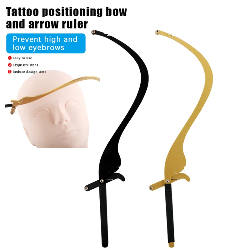 

〔R〕attoo Eyebrow Positioning Bow & Arrow Ruler - Symmetric Eyebrow Stencil Tool for Permanent Makeup, Prevent Uneven Brows