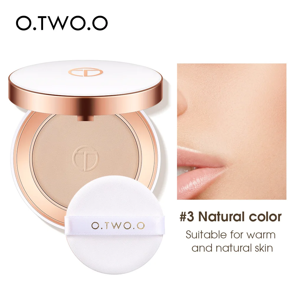 O.TWO.O Face Setting Powder Cushion Compact Powder Oil-Control 3 Colors Matte Smooth Finish Concealer Makeup Pressed Powder