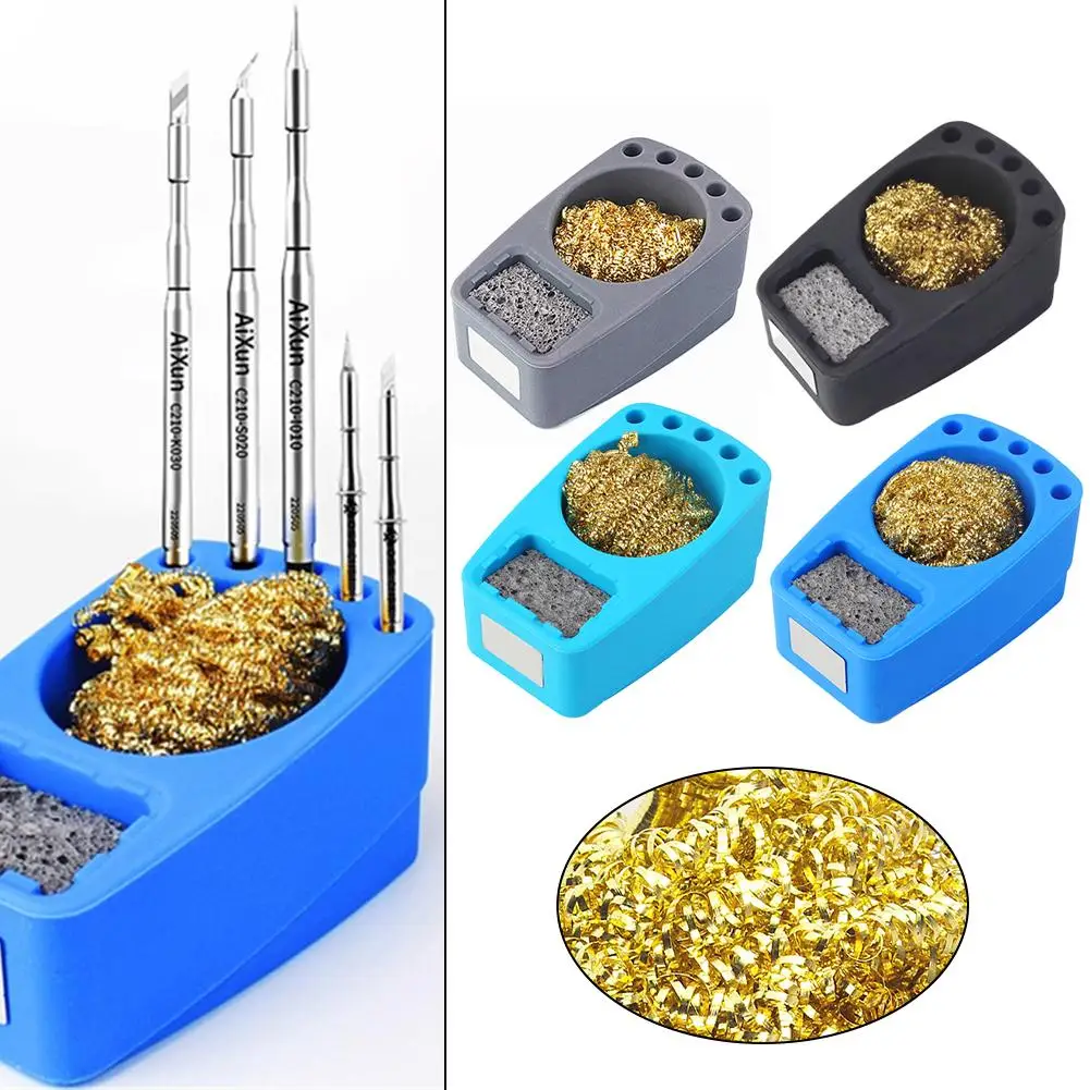 Silicon Solder Dross Box Holder Desoldering Tin Remover With Copper Wire Ball Filter Tool For Iron Tips Cleaner Storage Stand