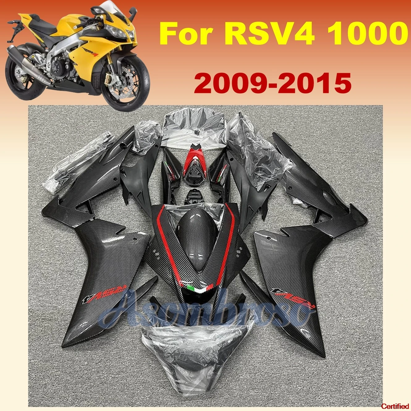 

Motorcycle Fairings Fit for Aprilia RSV1000 2015 2009 2010 2012 2013 2014 RSV4 Black Carbon Fibre Bodywork Fairing kit