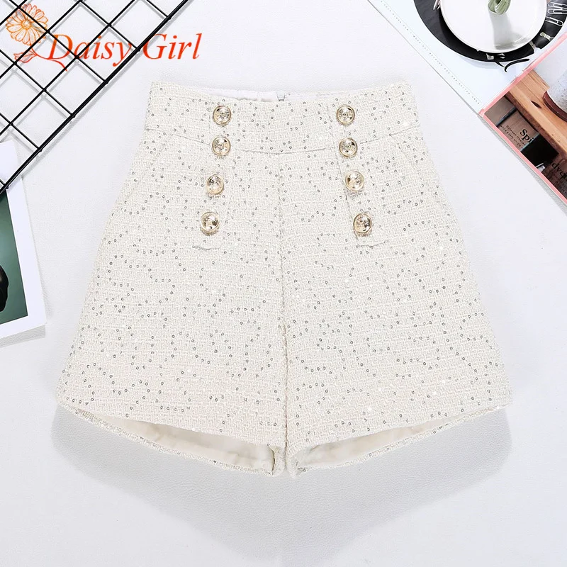 Nuovi pantaloni a gamba larga doppiopetto a gusto piccolo per ragazze con pantaloncini di seta brillante a vita alta e pantaloni versatili