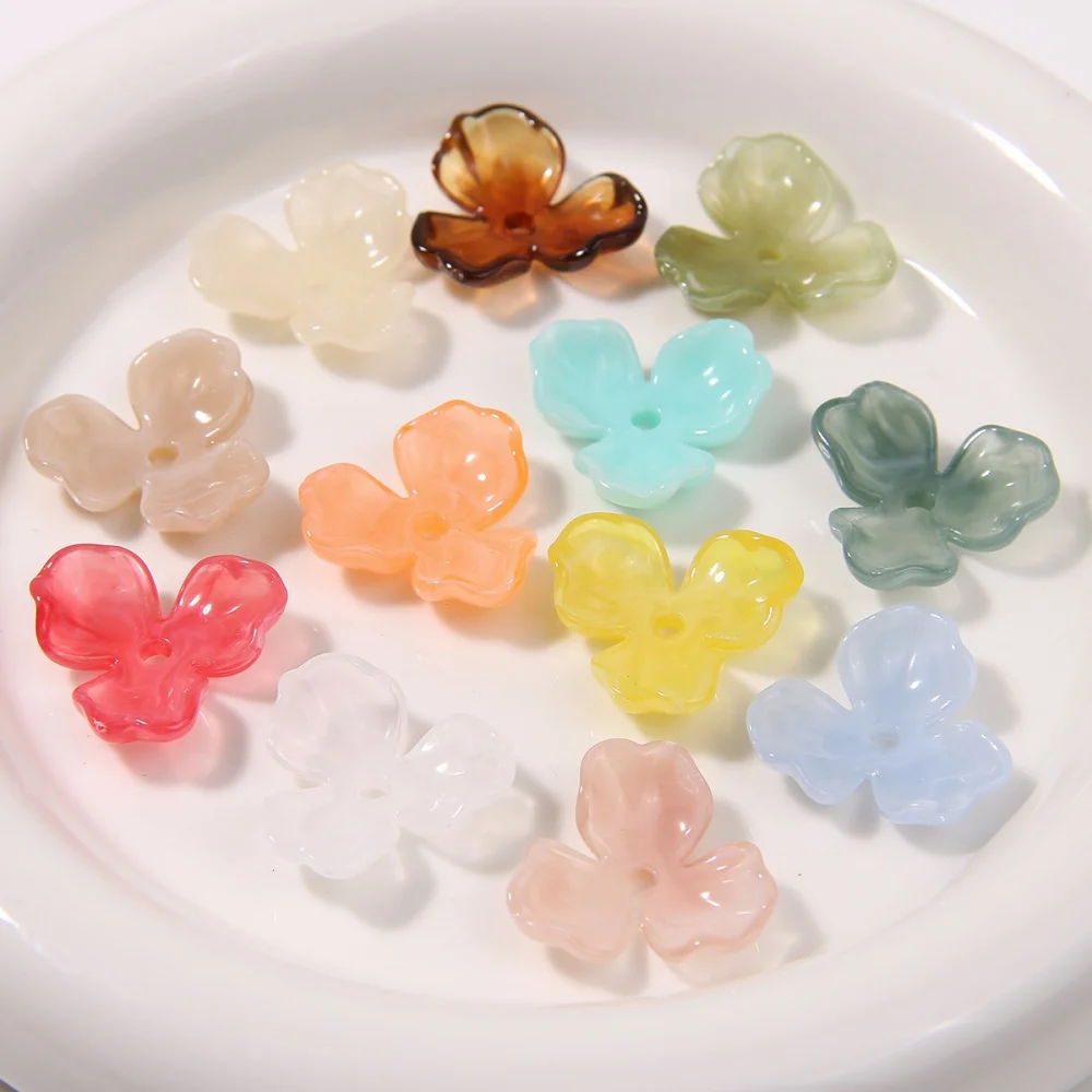 10pcs/lot Cherry Blossom Acrylic Petal Beads Caps Loose Spacer for DIY Jewelry Making Earrings Necklaces Components