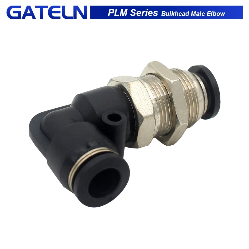 

10pcs/lot Bulkhead Male Elbow PLM4 PLM6 PLM8 PLM10 PLM12 PLM14 PLM16 quick connector Pneumatic fittings