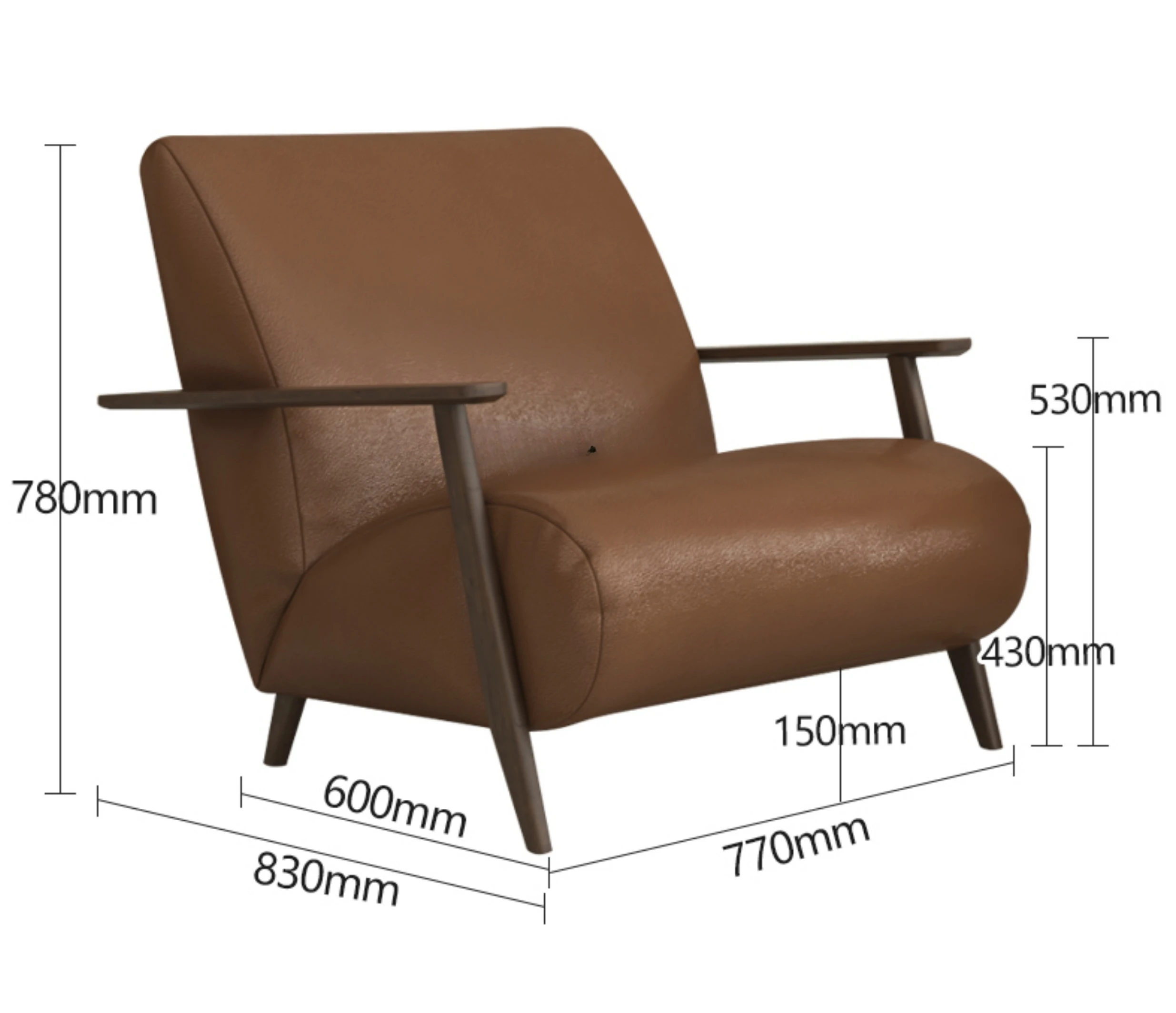 Modern Light Luxury Genuine Leather Single-Seat Sofa Chair Living Room Leisure Lazy Sofa Chair