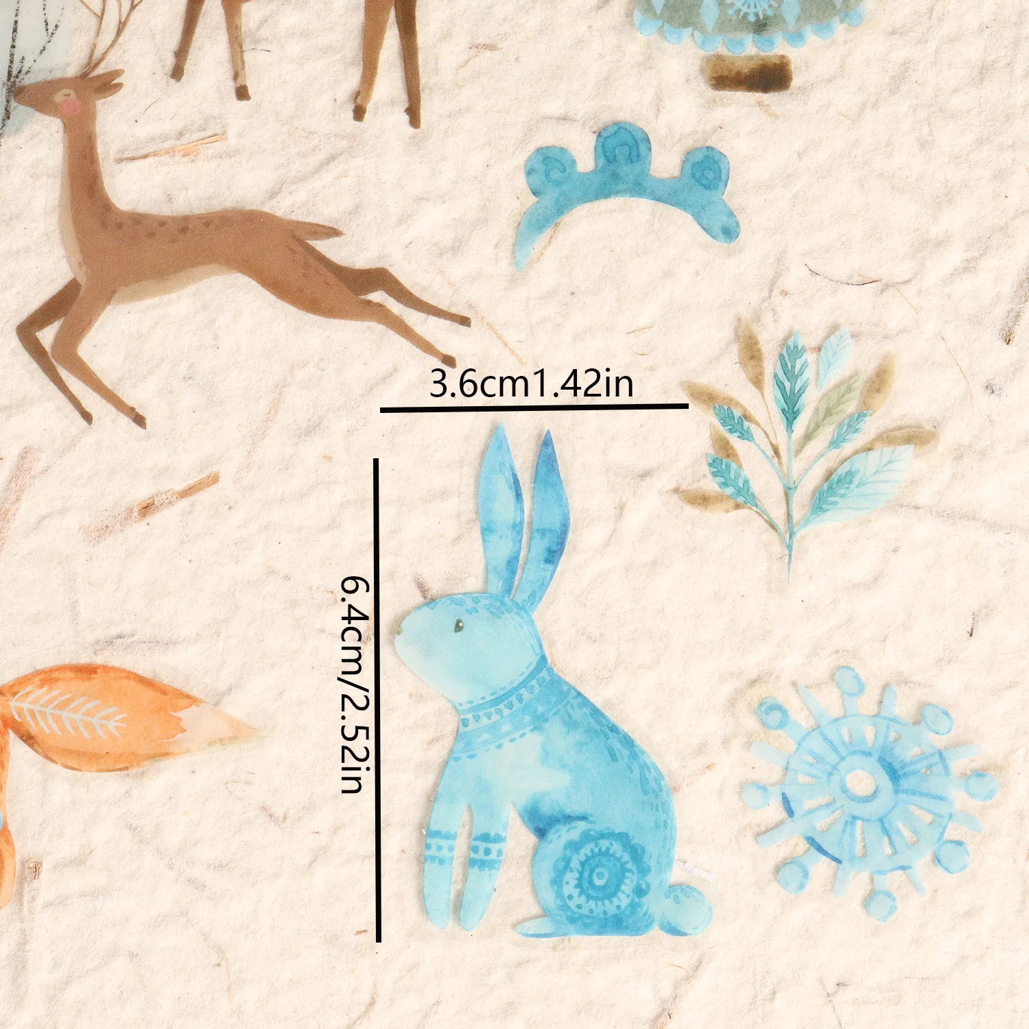 64 قطعة من الورق الفني والحيوانات الأليفة الغابات الغزلان عيد الميلاد ملصق ذاتي اللصق ، لمستلزمات سكرابوكينغ ، زينة هدايا عيد الميلاد #2