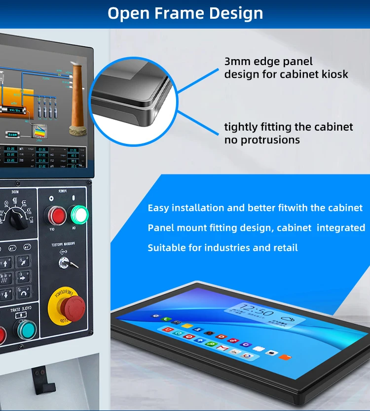 32 นิ้วจอแสดงผลคอมพิวเตอร์ฝังผนัง PACP เกรดอุตสาหกรรม Monitor 5MS ความเร็วสูง VESA Embedded PC คอมพิวเตอร์อุตสาหกรรม