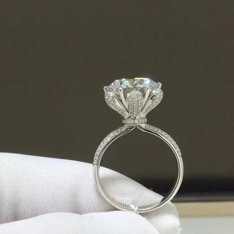 SACE GEMS ได้รับการรับรอง 5ct D สี Moissanite แหวน 925 เงินสเตอร์ลิงแหวนหมั้นงานแต่งงานเครื่องประดับ Fine