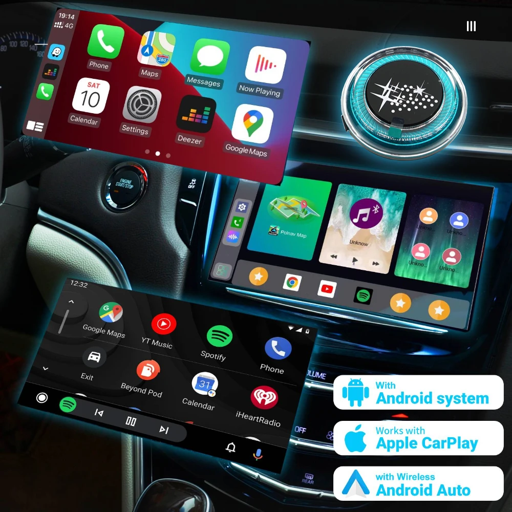 Wireless CarPlay AI Box 2023 New HDMI Plus 2.0 Android 13 QualComm 8 Core RAM 8GB ROM 128GB Wi-Fi 4G SIM Card Support YouTube