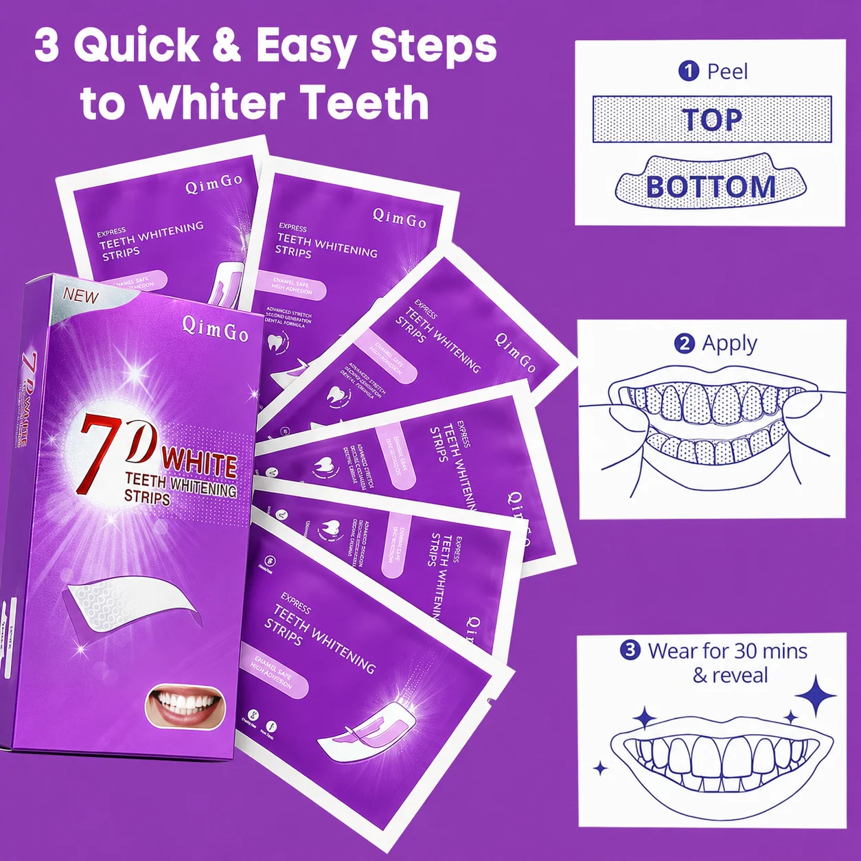 Paarse Tandbleekstrips, Geen G - Teeth Whitening Instant recensie en prijs