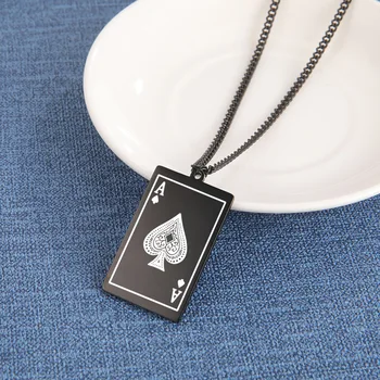 스테인레스 스틸 포커 카드 스페이드의 에이스 펜던트, 지도 펜던트 목걸이, 남성 여성 아랍어 초커 부적 쥬얼리 선물, 신제품