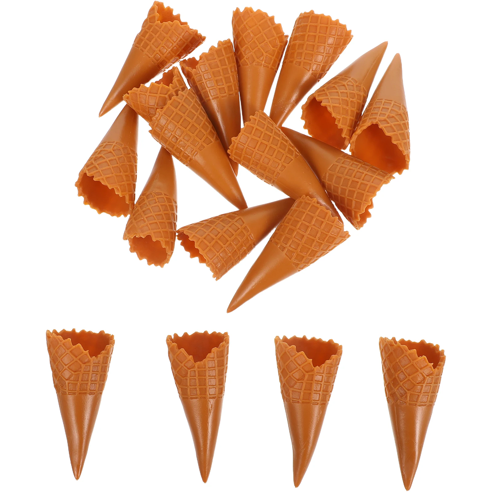 18Pcs Mini Empty Ice Cream Cone Charms Artificial Ice Cream Cone Decor DIY Craft Supplies Phone Cover Hair Clip Decoration