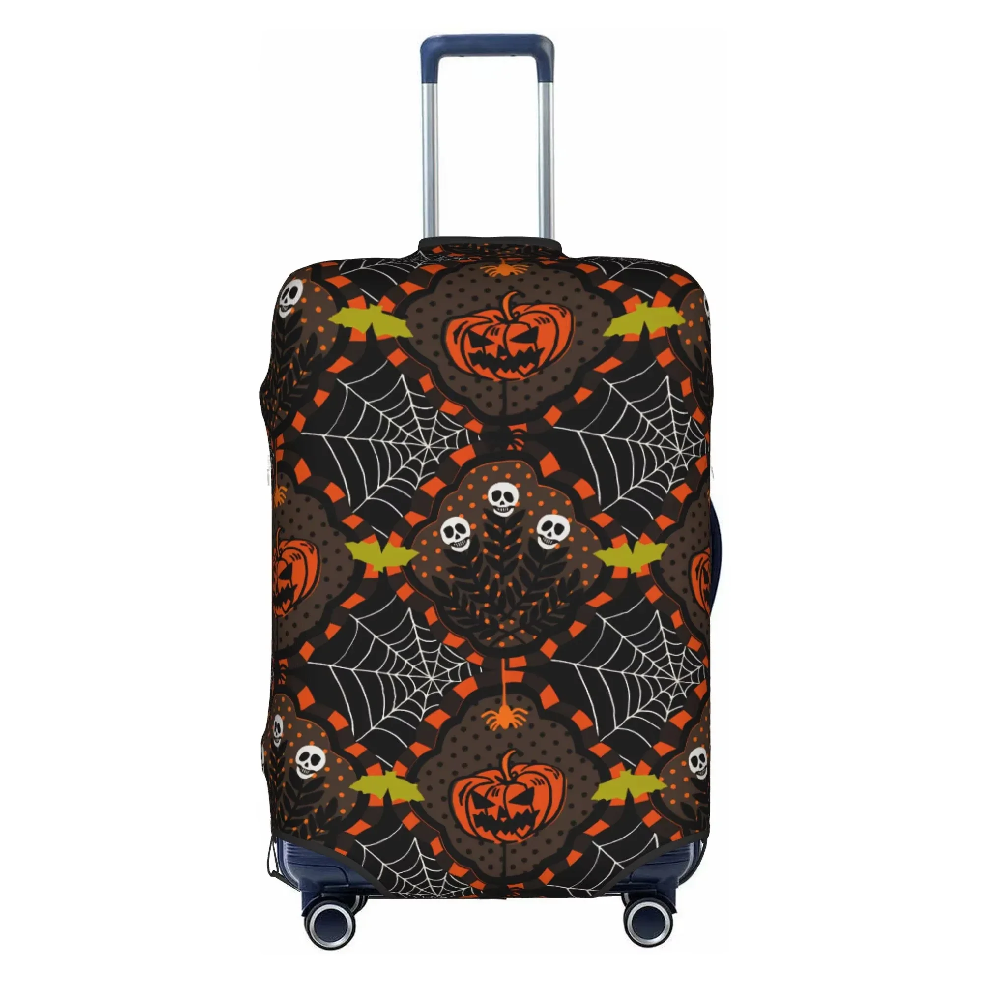 Halloween Pumpkin Checkerboard Print Luggage Cover Elastic Suitcase Protector Dustproof Anti Scratch Travel
