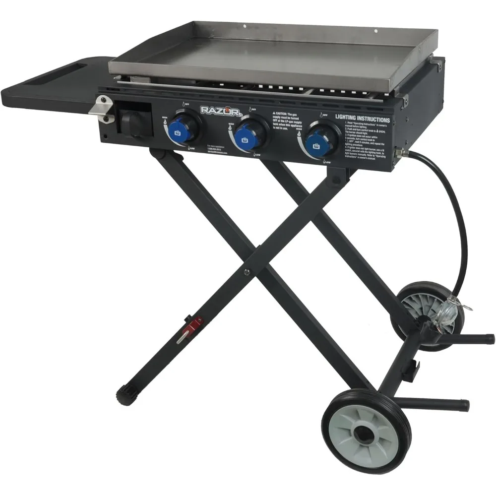 

Portable Propane Gas Griddle with Cart and Shelf for Outdoor BBQ Grilling