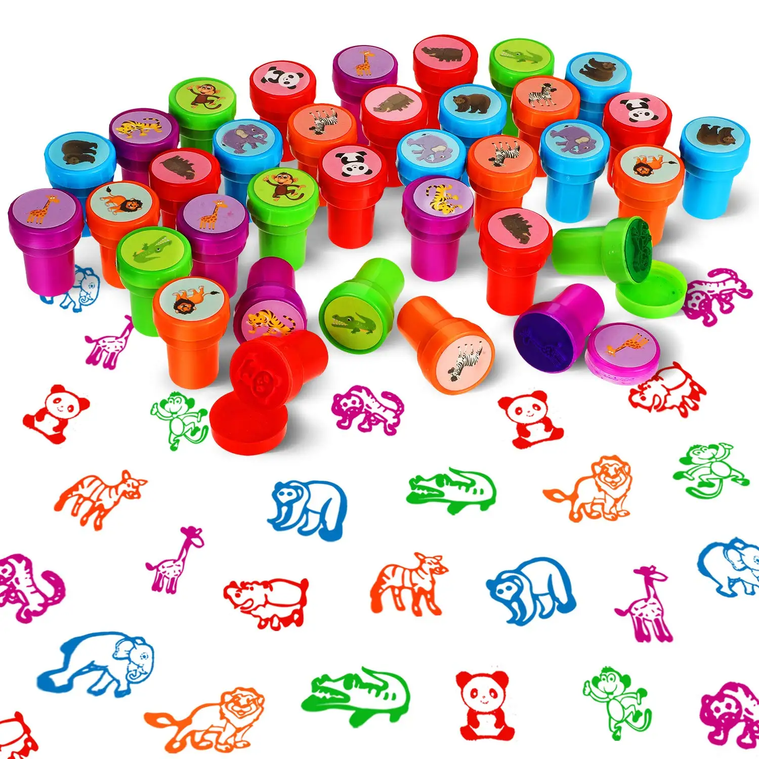 12/24/36pcs Wild Jungle Animals Party Favors Seal Stamps Party Supplies Kids Girls Birthday Gifts Goodie Bag Fillers Wedding Fav